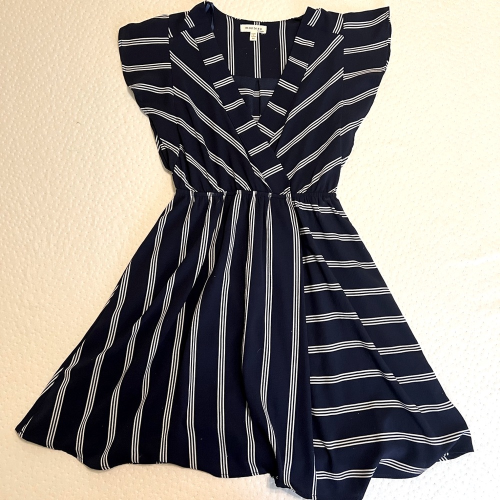 Monteau Navy Blue Flare Sleeve Sundress